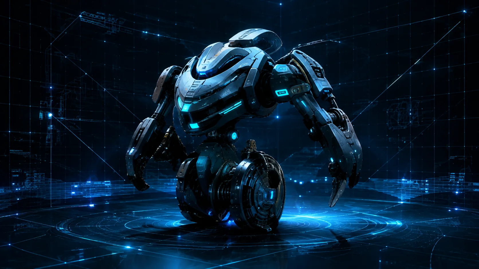 Robot 3D dans une grille lumineuse